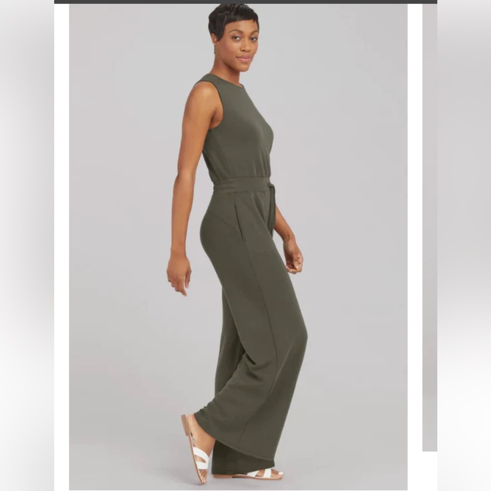 SPANX AIRESSENTIALS JUMPSUIT olive green wide leg - Picture 2 of 10